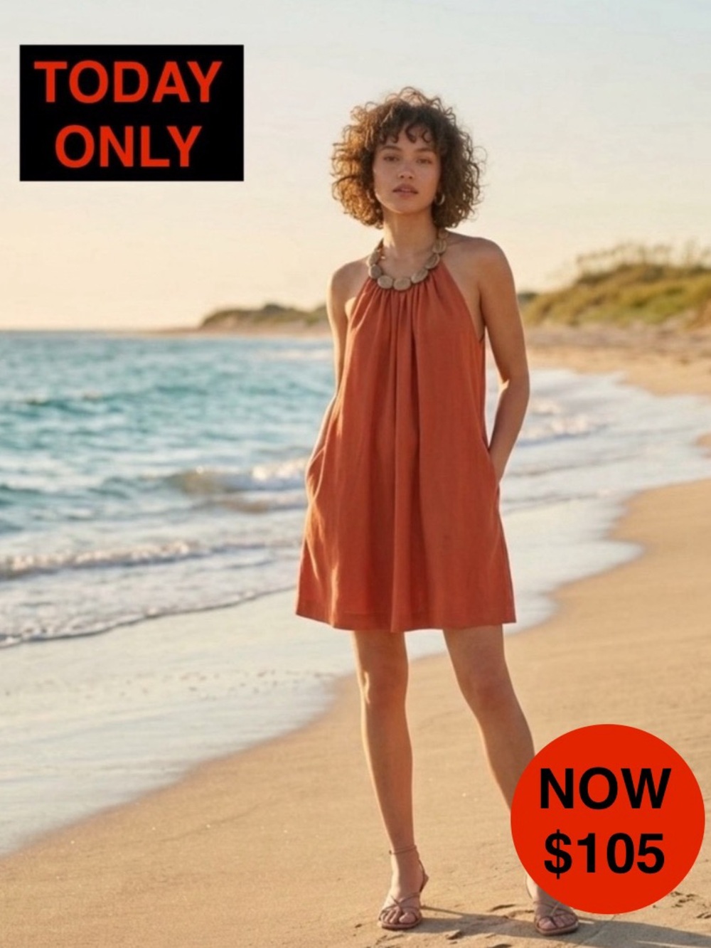 Y2K Vintage L8ter Rust Orange Halter Dress